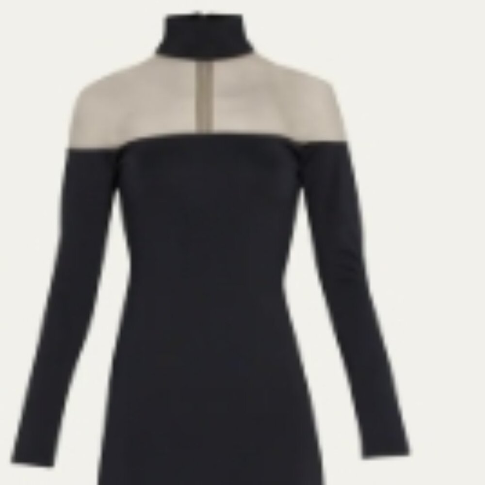 Alice + Olivia Zahra black sheer illusion mini dress, size 10 NWT - Picture 2 of 5